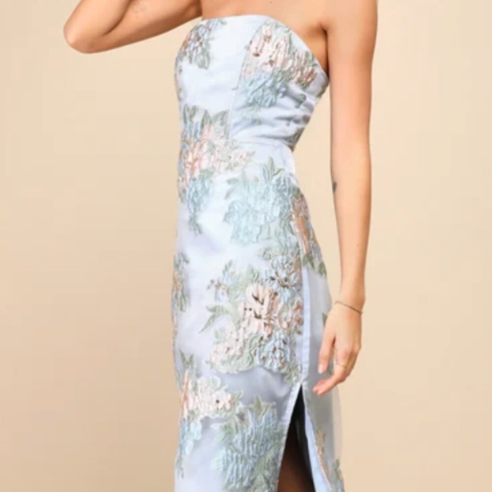 Lulu's Floral Embroidered Midi Dress, Size S, Perfect Wedding Guest Dress